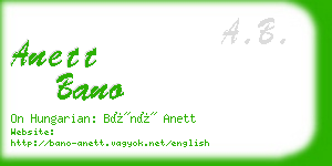 anett bano business card